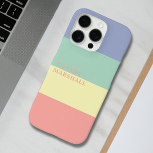 Coque iPhone 16 Pro Bleu, vert jaune et corail rose Motif