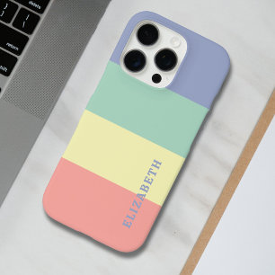 Coque iPhone 16 Pro Bleu, vert jaune et corail rose Motif
