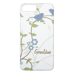 Coque Case-Mate iPhone Bleu Vert Oiseaux Fleurs Feuilles