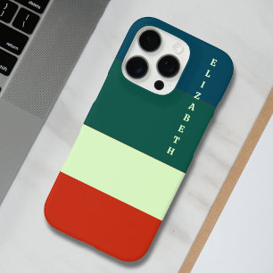 Coque iPhone 16 Pro Bleu, Vert Orange Motif Personnalisé