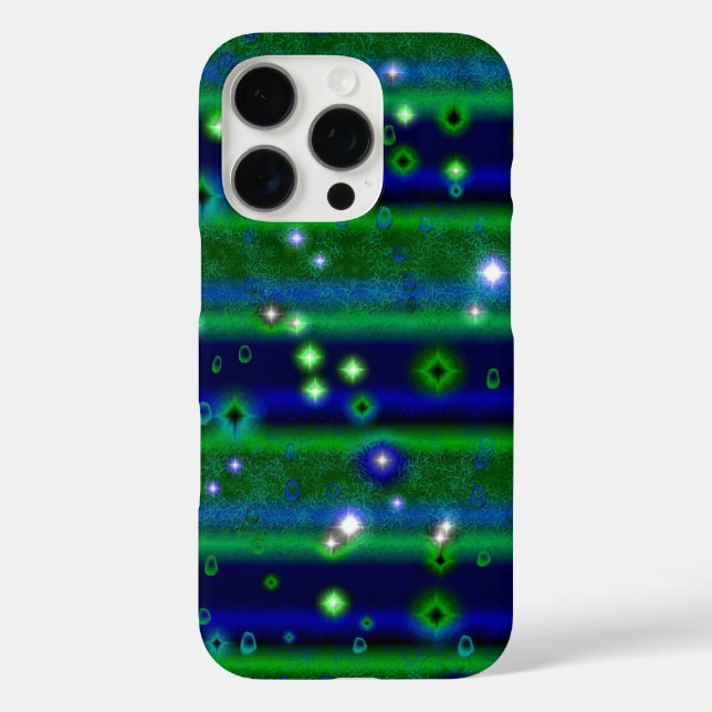 Coques Case-Mate iPhone Bleu vert rayures avec étoiles et Raindrops (Verso)