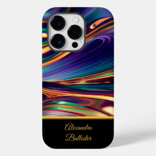 Coque Case-Mate iPhone Bleu violet or émeraude vert jaune abstrait