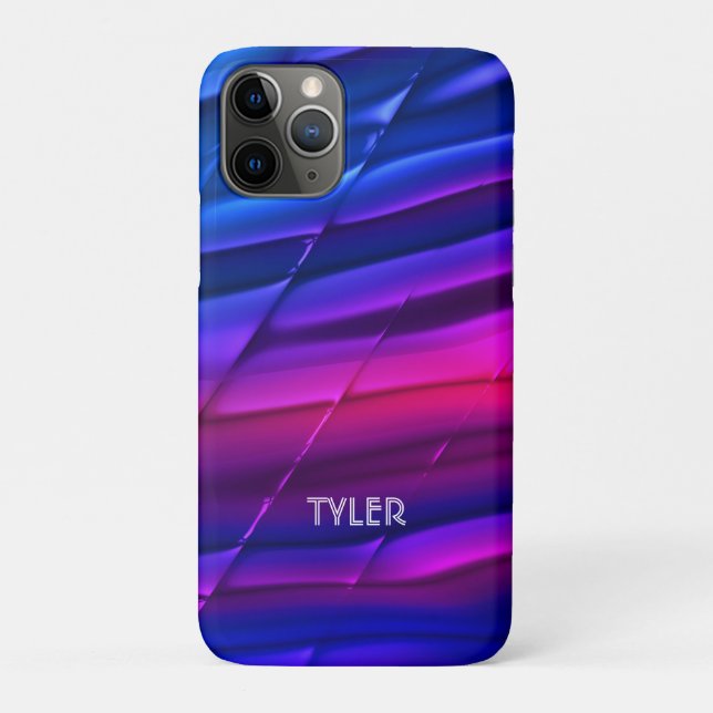 Coques Case-Mate iPhone Bleu violet rose apparence en métal, nom Texte bla (Dos)