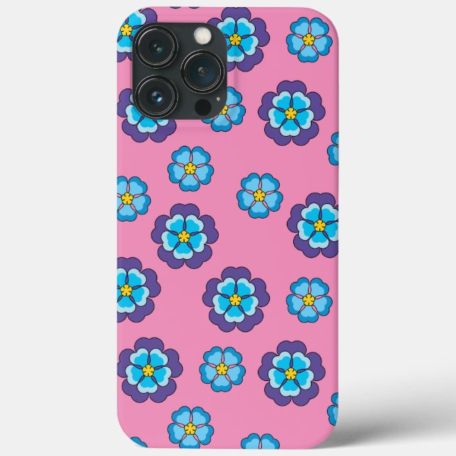 Coques Case-Mate iPhone Bleu Violet rose motif floral (Verso)