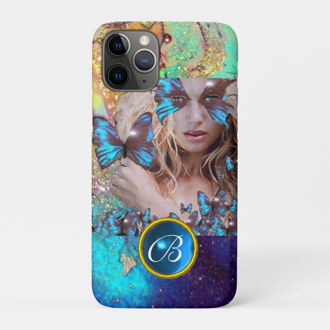 COQUES Case-Mate iPhone BLEUE BÂTIMENT LADY, TURQUOISE GOLD SPARKLE GEM MO (Dos)