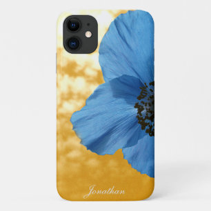 Etui iPhone Case-Mate BLEUE POPPY fleur ciel doré