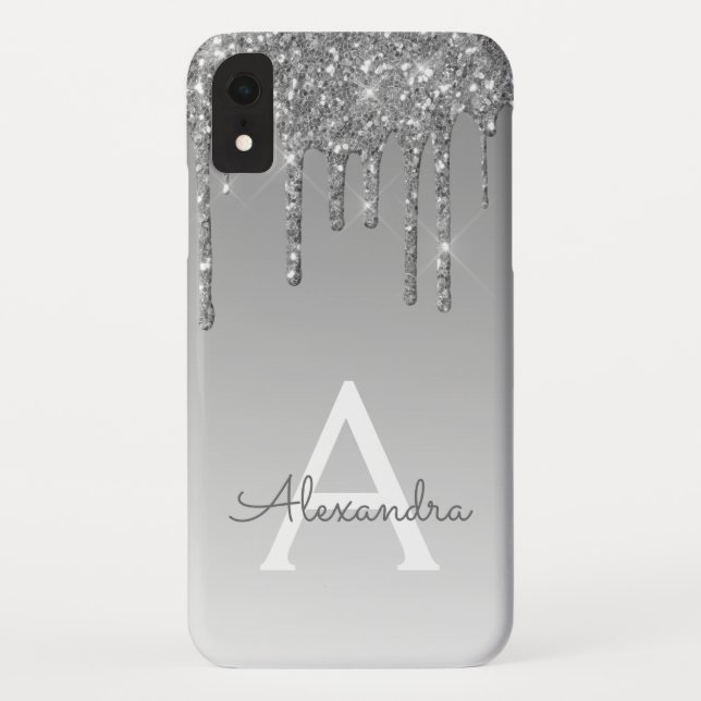 Coques Case-Mate iPhone Bling argenté | Monogramme Parties scintillant éti (Dos)