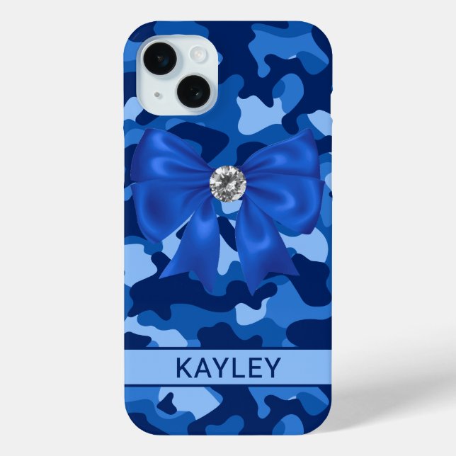 Coques Case-Mate iPhone Blingy Blue Camouflage Personalized (Verso)