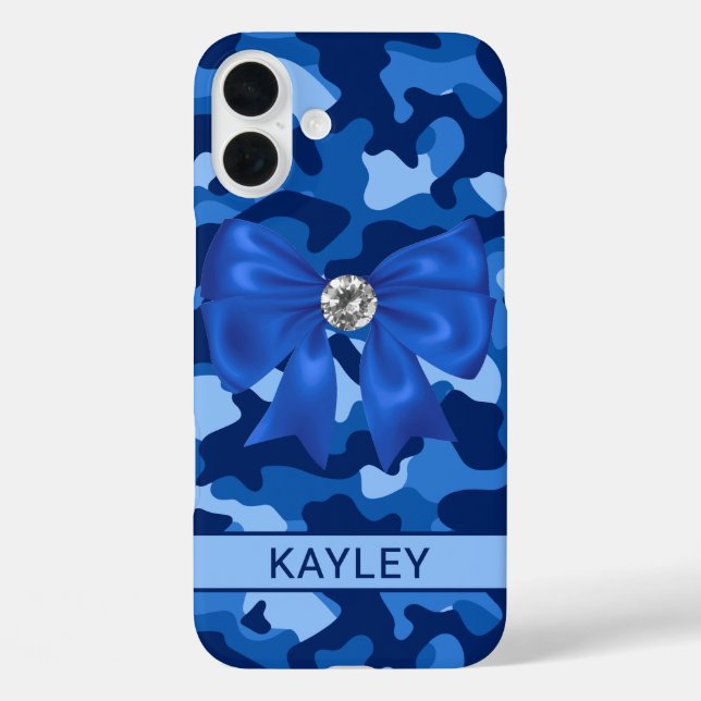 Coques Case-Mate iPhone Blingy Blue Camouflage Personalized (Verso)