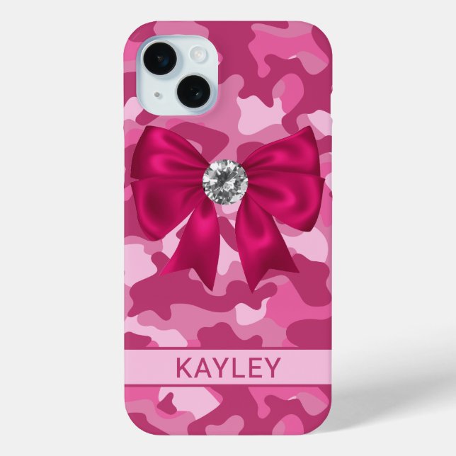 Coques Case-Mate iPhone Blingy Pink Camouflage Personalized (Verso)