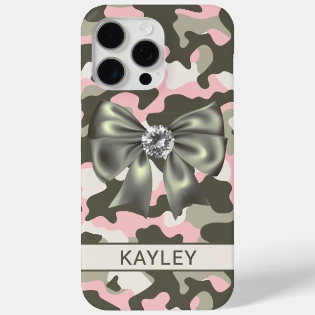 Coques Case-Mate iPhone Blingy Pink Green Camouflage Personalized (Verso)