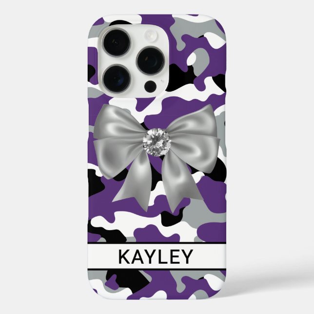 Coques Case-Mate iPhone Blingy Purple Black Camouflage Personalized (Verso)