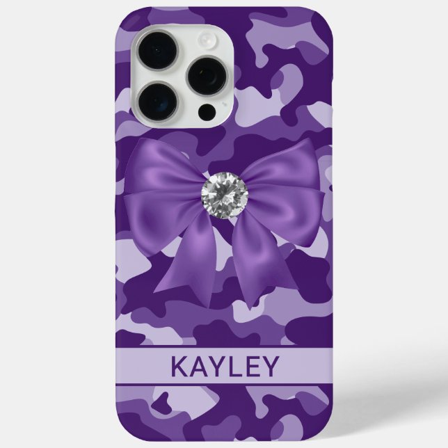 Coques Case-Mate iPhone Blingy Purple Camouflage Personalized (Verso)