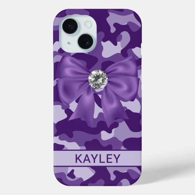 Coques Case-Mate iPhone Blingy Purple Camouflage Personalized (Verso)