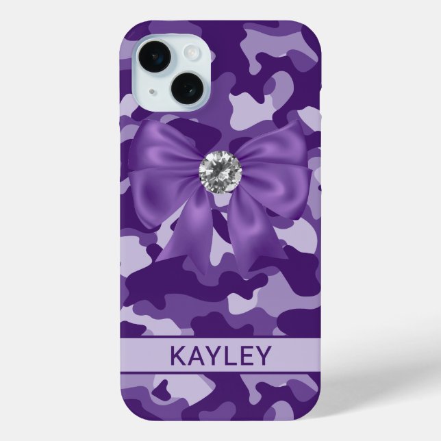 Coques Case-Mate iPhone Blingy Purple Camouflage Personalized (Verso)