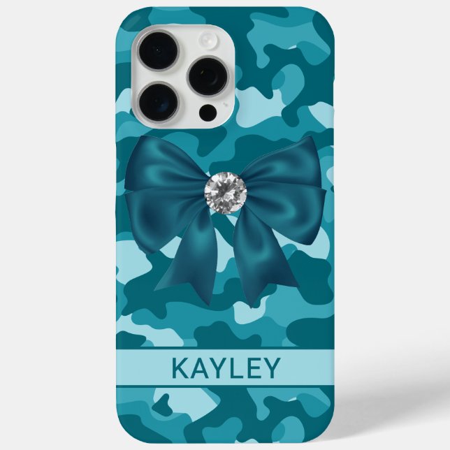 Coques Case-Mate iPhone Blingy Teal Camouflage Personalized (Verso)