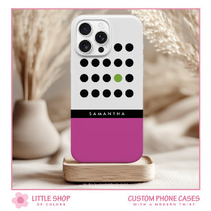 Coque Case-Mate iPhone Bloc de couleur à pois roses modernes et monogramm
