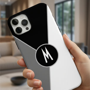 Coque iPhone 16 Pro Max Bloc de couleur monochrome noir et blanc Monochrom
