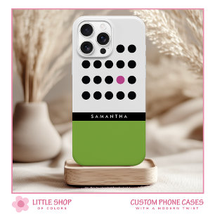 Coque Case-Mate iPhone Bloc de couleur Pois vert moderne Monogramme