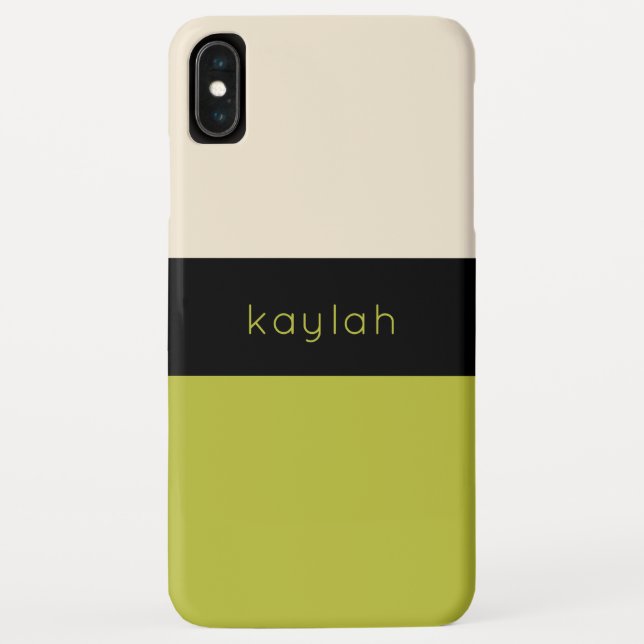 Coques Case-Mate iPhone Bloc de couleur vert Pistachio chaud avec nom (Dos)