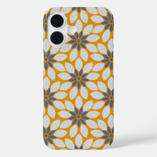 Coque Pour iPhone 16 Bloc Imprimer Carrelage Fleurs arrière - plan jaun