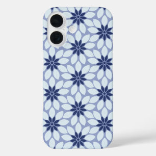 Coque Pour iPhone 16 Blocage Imprimer Carrelage Fleurs bleues