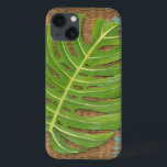 Coques Pour iPhone Block Print Palm on Wicker Background<br><div class="desc">Chariklia Zarris created this block prinm palm piece. The brown of wickground creates a dazzling earthy feel for the palm leaf to rest upon. Je te dis que le next best thing !</div>