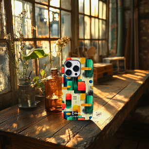 Coque Case-Mate iPhone Blocs Abstraits modernes avec nom personnalisé