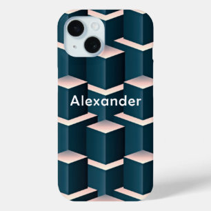 Coque Case-Mate iPhone Blocs Carré design bleu moderne Personnalisez