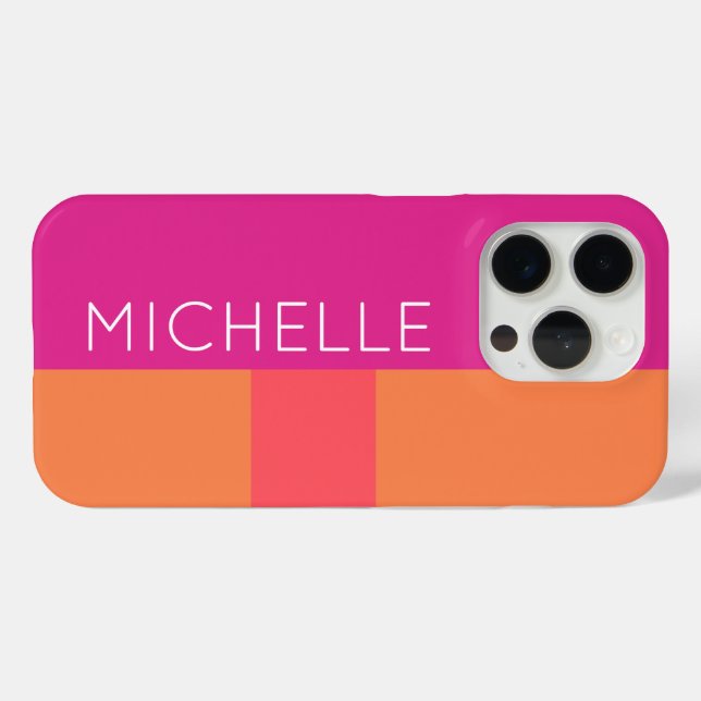 Coques Case-Mate iPhone Blocs De Couleur Rose Et Orange Chaud (Verso (horizontal))