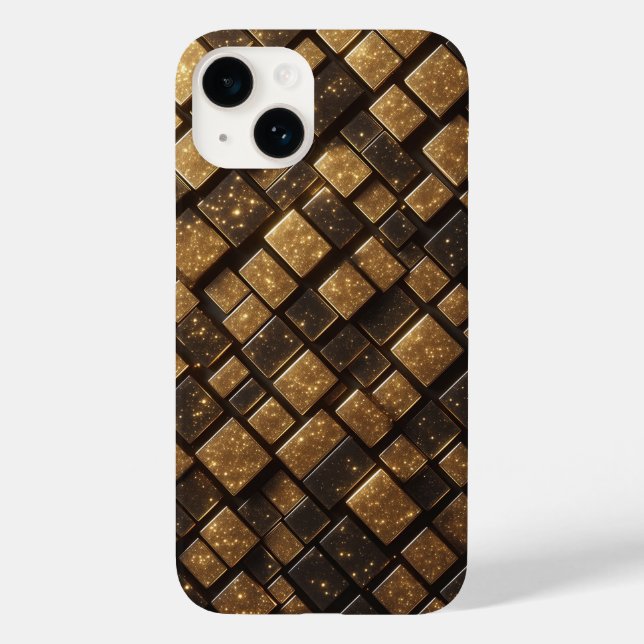 Coques Case-Mate iPhone Blocs de luxe géométriques modernes 3D avec paille (Verso)