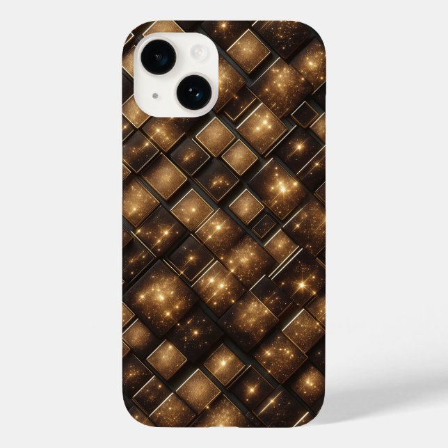 Coques Case-Mate iPhone Blocs de luxe géométriques modernes 3D avec paille (Verso)