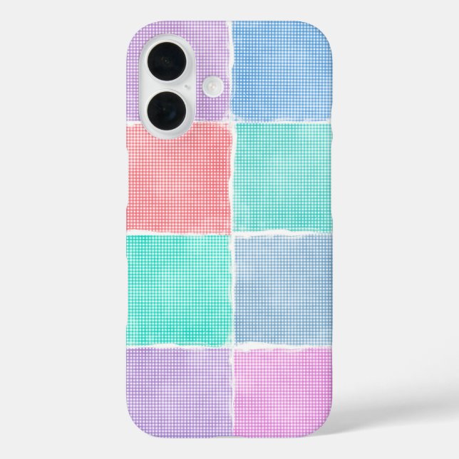 Coques Case-Mate iPhone blocs de patchwork pastel en vichy (Verso)
