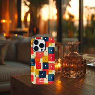 Coque Case-Mate iPhone Blocs géométriques rétro avec nom et message perso