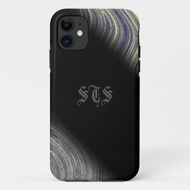 Coques Case-Mate iPhone Bloomin Blue Fractal Glimmer Monogram iPhone (Dos)