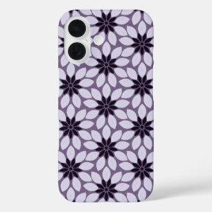 Coque Pour iPhone 16 Bloquer l'impression Fleurs carrelées violet