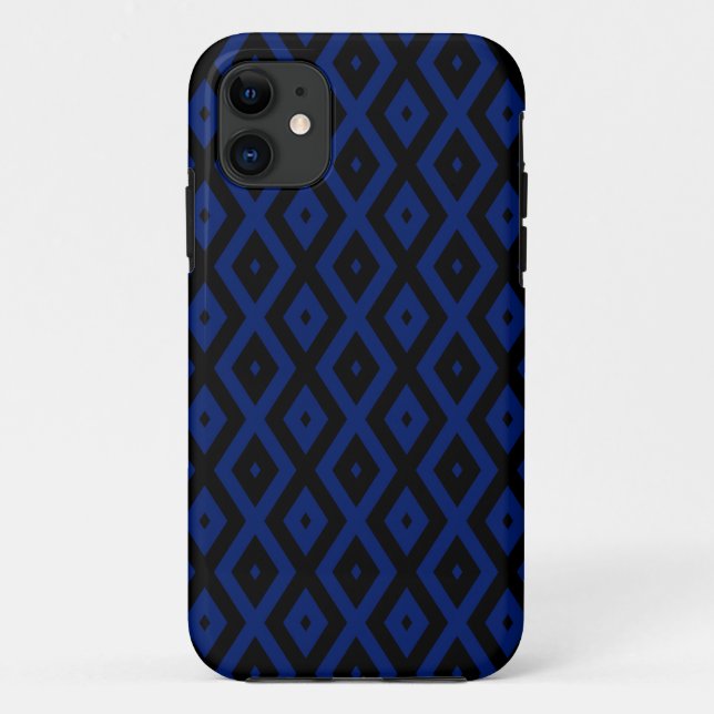 Coques Case-Mate iPhone Blue and black diamond pattern (Dos)