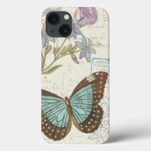 iPhone 13 Case Blue and Brown Butterfly
