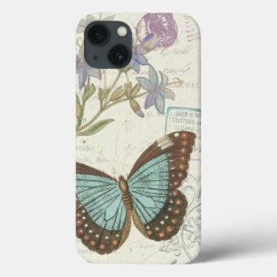 iPhone 13 Coque Blue and Brown Butterfly
