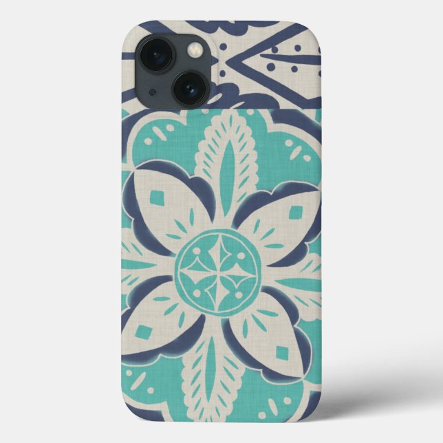 Coques Case-Mate iPhone Blue Batik Tile IV (Verso)
