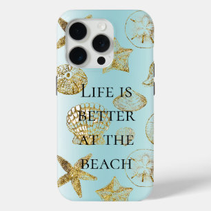 Coque Case-Mate iPhone Blue Beach Gold Sea Shells
