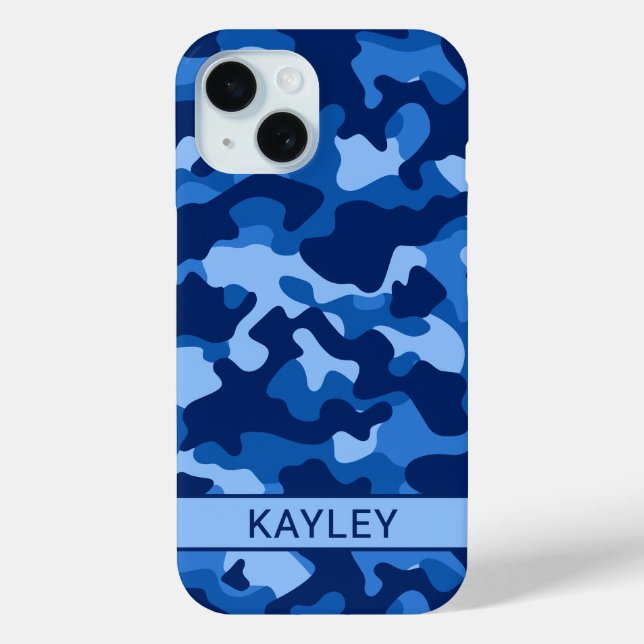 Coques Case-Mate iPhone Blue Camouflage Personalized (Verso)
