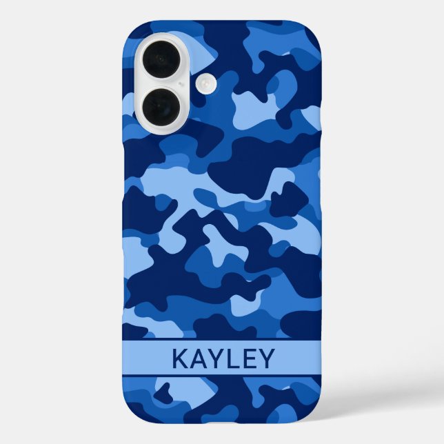 Coques Case-Mate iPhone Blue Camouflage Personalized (Verso)