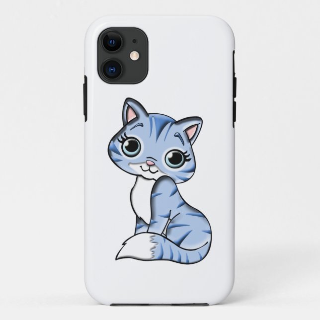 Coques Case-Mate iPhone Blue cat feline animal (Dos)