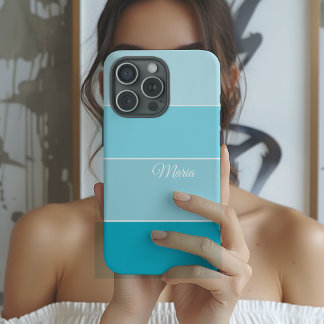 Coque Pour iPhone 16 Blue Colorblock Personalized 