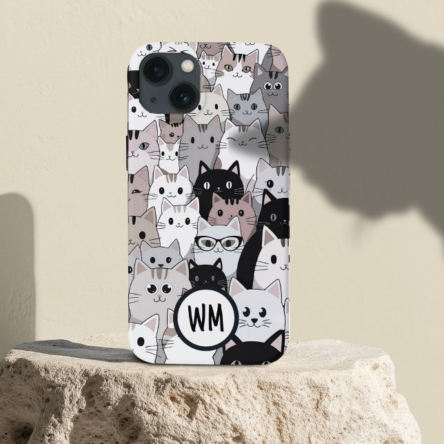 Coques Case-Mate iPhone Blue Cute chaud trop de chats Nom personnalisé (Créateur téléchargé)
