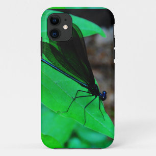 Coque Case-Mate iPhone Blue Damselfly on a green leaf.