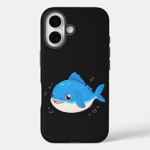 Coque Pour iPhone 16 Blue Fish Drawing