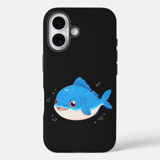 Coques Case-Mate iPhone Blue Fish Drawing (Verso)
