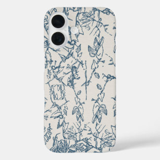 Coque Pour iPhone 16 Blue Flora Hand-Drawn Aesthetic iPhone / iPad case